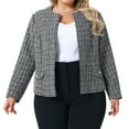 thumbnail image 1 of DARING DIVA Plus Size Blazer Collarless Long Sleeve Open Front Jacket 1X Black, 1 of 6