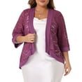 thumbnail image 1 of DARING DIVA Plus Size Bolero Outfits Lace Panel Sheer Cardigans 4X Purple, 1 of 6