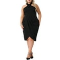 thumbnail image 1 of DARING DIVA Plus Size Cocktail Halter Neck Sleeveless Bodycon Dress 1X Black, 1 of 6