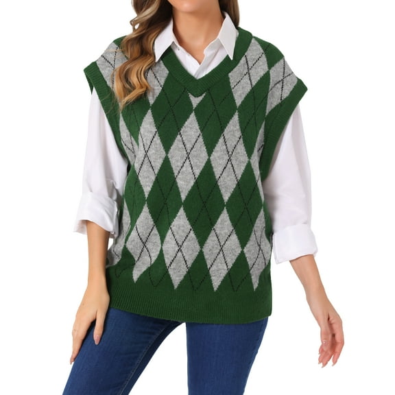 DARING DIVA Plus Size Contrast Color Sweater Vest Knit Pullover M Dark Green
