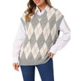 thumbnail image 1 of DARING DIVA Plus Size Contrast Color Sweater Vest Knit Pullover M Grey, 1 of 5