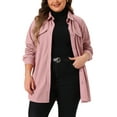thumbnail image 1 of DARING DIVA Plus Size Corduroy Shirts Button Down Shackets Jacket 1X Pink, 1 of 6
