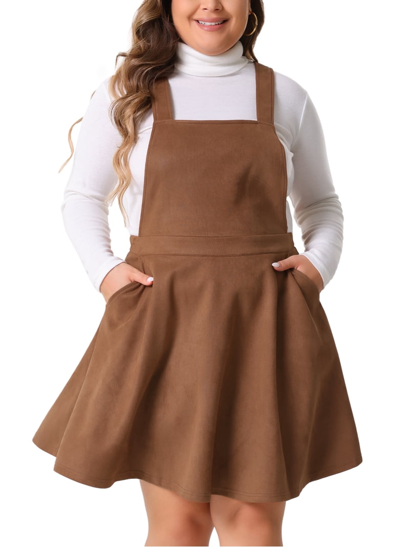 brown suede pinafore dress Button Up Suede Pinafore Dress (4 Colors) Brown + Khaki Blouse 2 / S