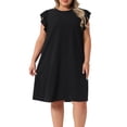 thumbnail image 1 of DARING DIVA Plus Size Flare Sleeve Sleeveless Tank Dress 1X Black, 1 of 6
