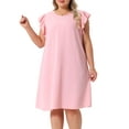 thumbnail image 1 of DARING DIVA Plus Size Flare Sleeve Sleeveless Tank Dress 2X Pink, 1 of 6