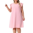 thumbnail image 1 of DARING DIVA Plus Size Flare Sleeve Sleeveless Tank Dress 3X Pink, 1 of 6