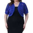 thumbnail image 1 of DARING DIVA Women's Plus Cropped Cardigans Floral Lace Bolero Shrugs 4X Royal Blue, 1 of 6