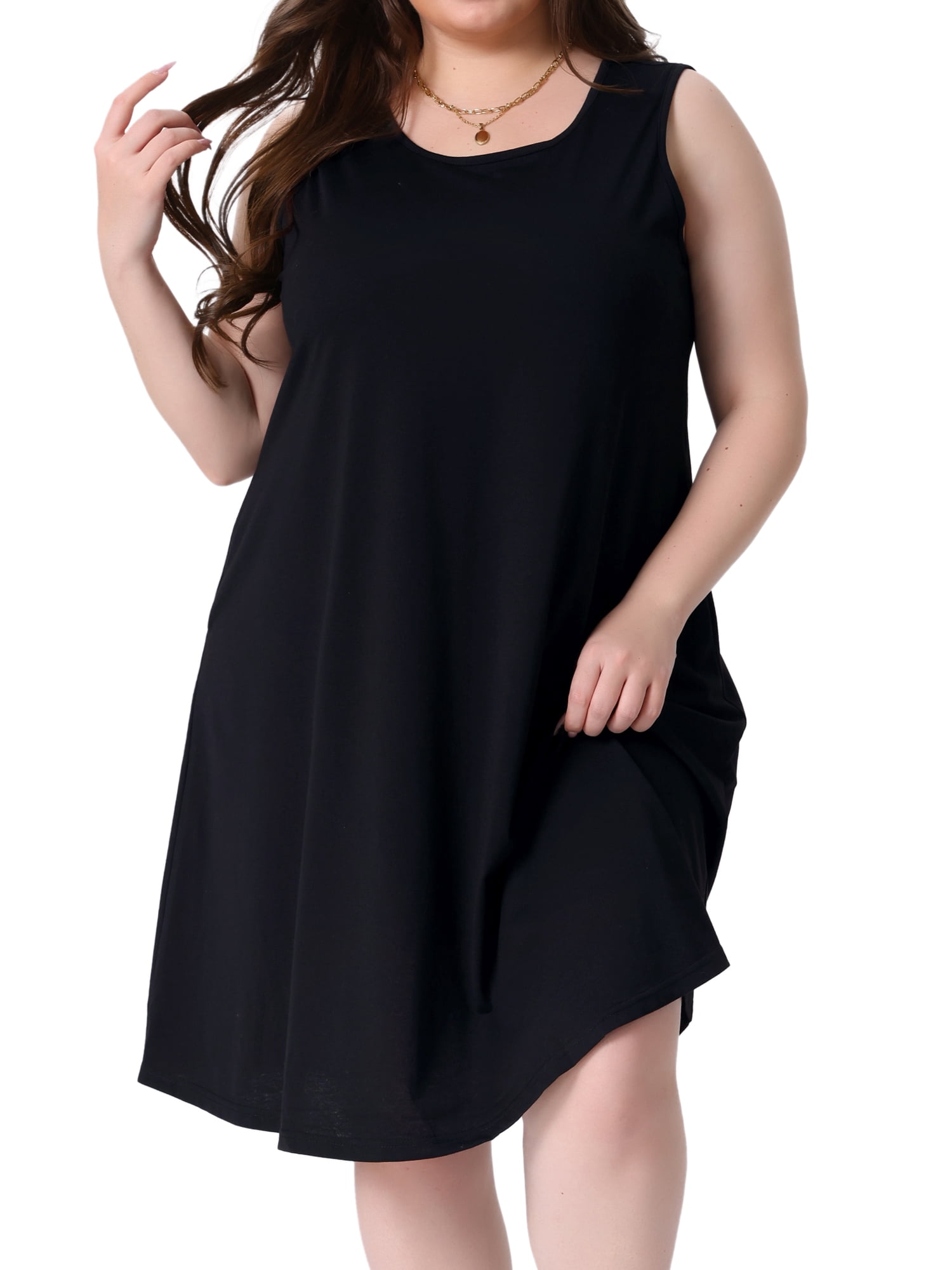 DARING DIVA Plus Size Floral Tank Sleeveless Boho Dress 2X Black
