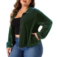 thumbnail image 1 of DARING DIVA Plus Size Holographic Long Sleeve Zip Up Mesh Jackets 2X Green, 1 of 6