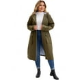 thumbnail image 1 of DARING DIVA Plus Size Hooded Long Drawstring Waist Zipper Jacket 1X Army Green, 1 of 4