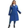 thumbnail image 1 of DARING DIVA Plus Size Hooded Long Drawstring Waist Zipper Jacket 2X Navy Blue, 1 of 4