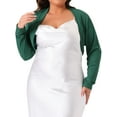 thumbnail image 1 of DARING DIVA Plus Size Long Sleeve Open Front Cropped Cardigans Shrugs 3X Dark Green, 1 of 6