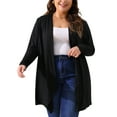 thumbnail image 1 of DARING DIVA Plus Size Long Sleeve Open Front Lightweight Cardigan 3X Black, 1 of 6