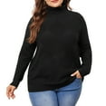 thumbnail image 1 of DARING DIVA Plus Size Long Sleeve Turtleneck Novelty Sweater 1X Black, 1 of 6