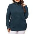 thumbnail image 1 of DARING DIVA Plus Size Long Sleeve Turtleneck Novelty Sweater 1X Blue, 1 of 6