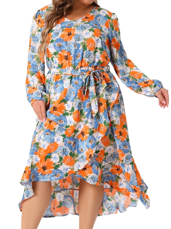 Plus Size Maxi Long Sleeve V Neck Dress 1X Beige