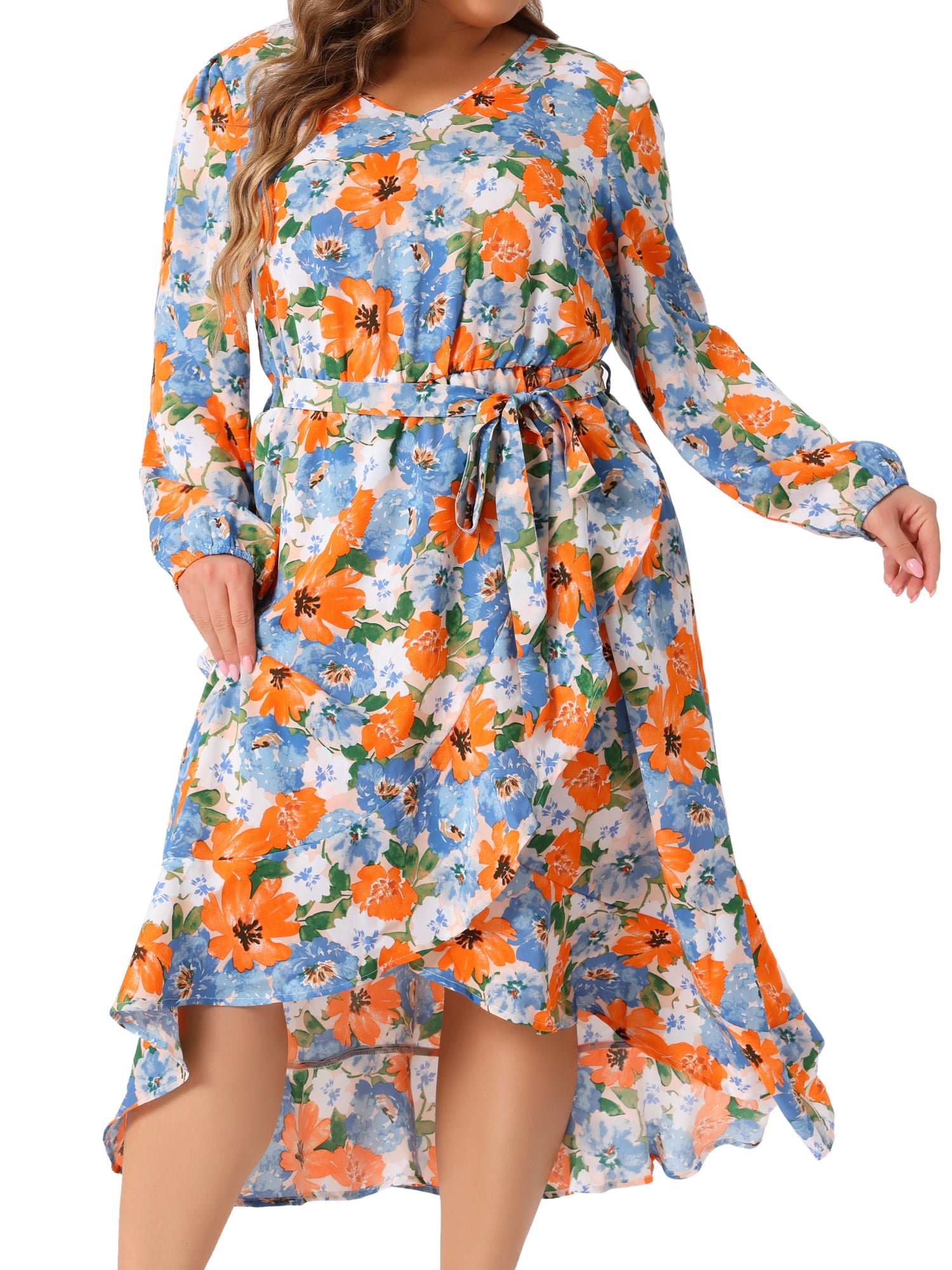 DARING DIVA Plus Size Maxi Long Sleeve V Neck Dress 4X Beige