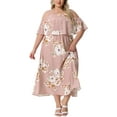 thumbnail image 1 of DARING DIVA Plus Size Maxi Square Neck Adjustable Strap Dress 1X Pink, 1 of 6