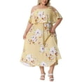 thumbnail image 1 of DARING DIVA Plus Size Maxi Square Neck Adjustable Strap Dress 3X Yellow, 1 of 6