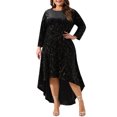thumbnail image 1 of DARING DIVA Plus Size Mermaid High Low Hem Maxi Velvet Dress 1X Black, 1 of 6