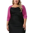 thumbnail image 1 of DARING DIVA Plus Size Mesh Crop Long Sleeve Sheer Bolero Shrug Top 4X Hot Pink, 1 of 6