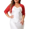 thumbnail image 1 of DARING DIVA Plus Size Mesh Crop Long Sleeve Sheer Bolero Shrug Top 4X Red, 1 of 6