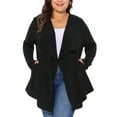 thumbnail image 1 of DARING DIVA Plus Size Open Front Irregular Hem Long Sleeve Cardigan 2X Black, 1 of 6