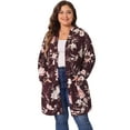 thumbnail image 1 of DARING DIVA Plus Size Open Front Knit Fabric Floral Outerwear Cardigan 1X Red Brown, 1 of 6