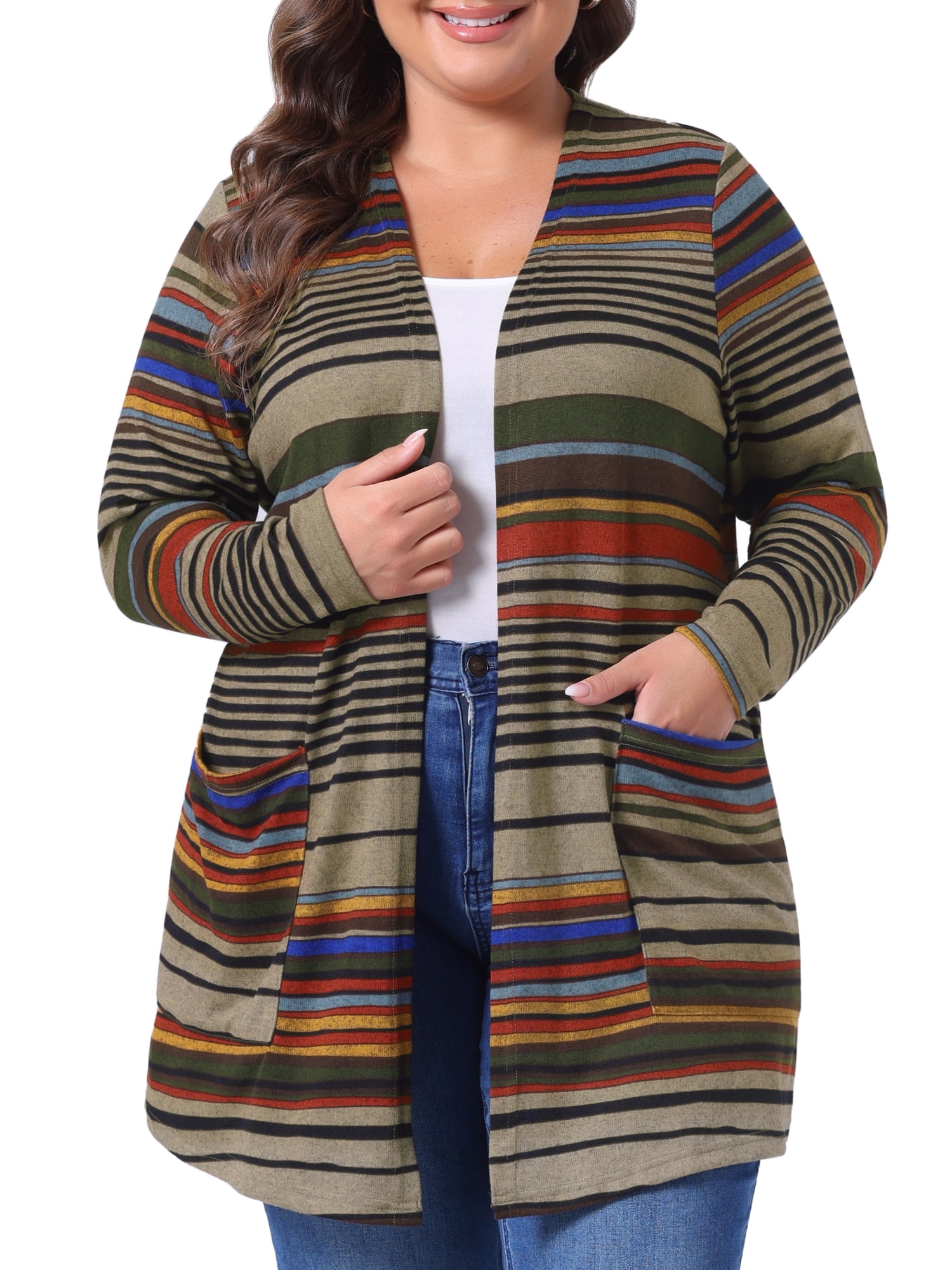 Plus Size Open Front Long Sleeve Cardigan