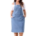 thumbnail image 1 of DARING DIVA Plus Size Pocket Racerback Suspender Overall Dress 2X Light Blue, 1 of 6