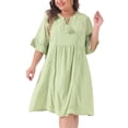 thumbnail image 1 of DARING DIVA Plus Size Ruffle Short Sleeve Lace V Neck Midi Dress 1X Light Green, 1 of 6