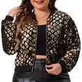 thumbnail image 1 of DARING DIVA Plus Size Sequin Bomber Zipper Long Sleeve  Sparkle Jacket 4X Champagne, 1 of 6