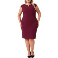 thumbnail image 1 of DARING DIVA Plus Size Sheath Notched Neck Work Events Dress 2X Burgundy, 1 of 6