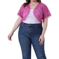 thumbnail image 1 of DARING DIVA Plus Size Sheer Shrug Floral Lace Shrugs Tops 2X Hot Pink, 1 of 6