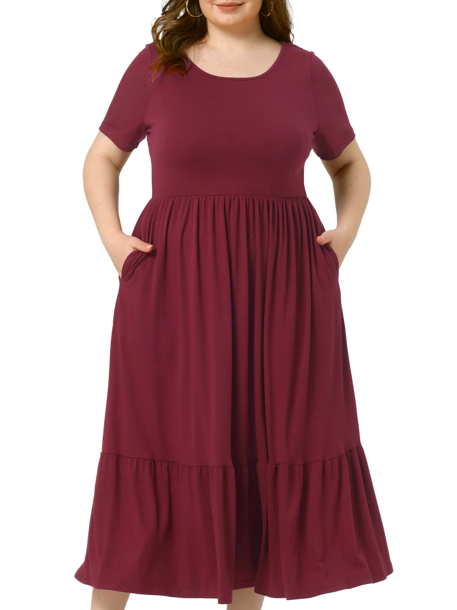 open lace back dress Ribbed Bodycon Midi Dress Plus Size Red / X-Large