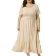 thumbnail image 1 of DARING DIVA Plus Size Short Sleeve Crew Neck Flowy Maxi T-Shirt Dress 4X Apricot, 1 of 6