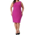 thumbnail image 1 of DARING DIVA Plus Size Sleeveless Straight Pencil Sheath Dresses 3X Hot Pink, 1 of 6