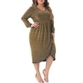 thumbnail image 1 of DARING DIVA Plus Size Sparkly Glitter V Neck High Slit Sequin Dress 2X Gold, 1 of 6