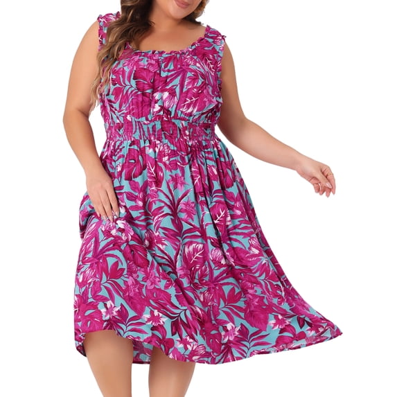DARING DIVA Plus Size Square Neck Sleeveless Floral Flowy Midi Dress 3X ...