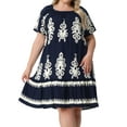 thumbnail image 1 of DARING DIVA Plus Size Summer Boho Short Sleeve Flared Midi Dress 3X Blue, 1 of 6