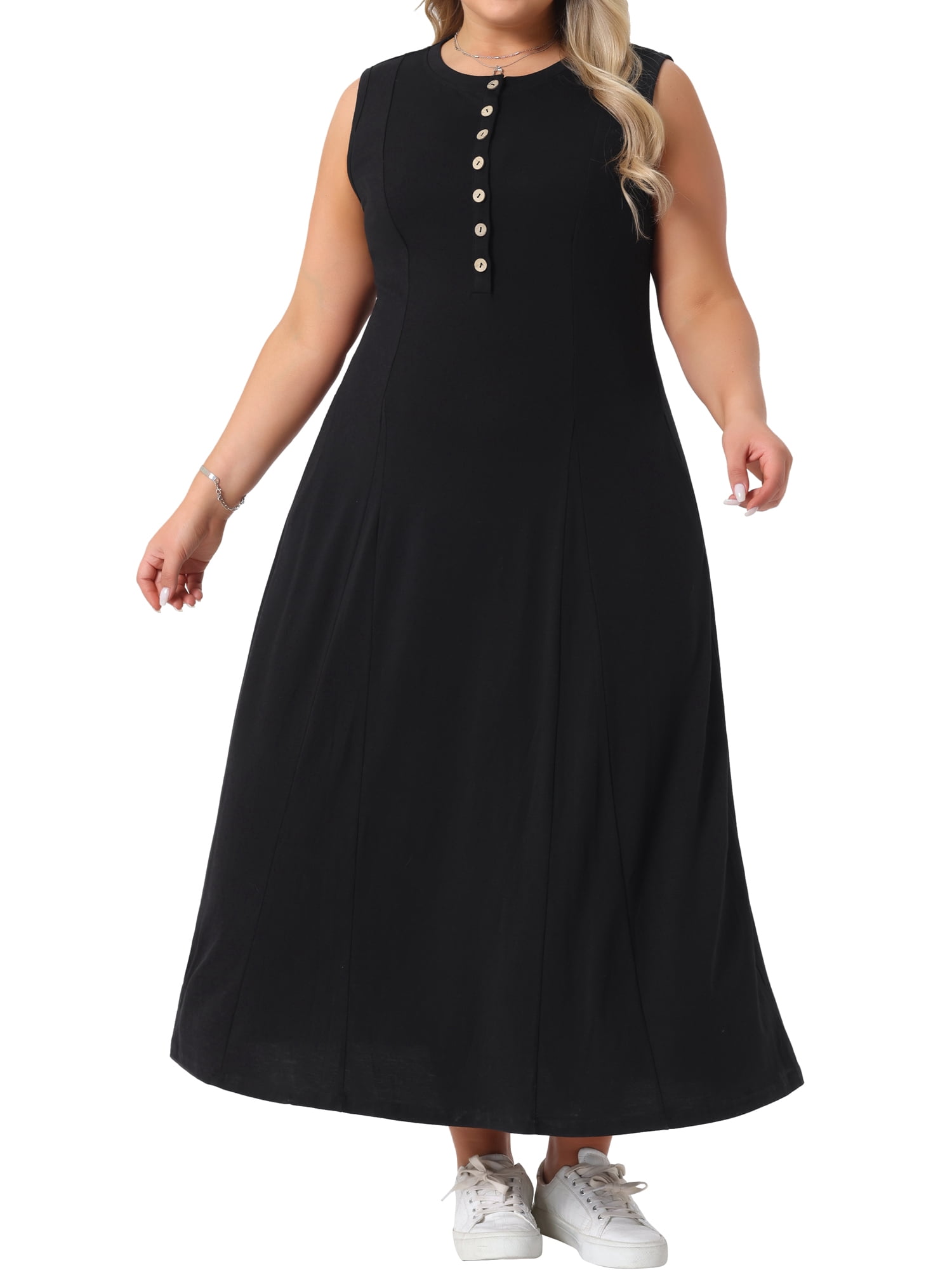 DARING DIVA Plus Size Summer Sleeveless Maxi Dress 2X Black