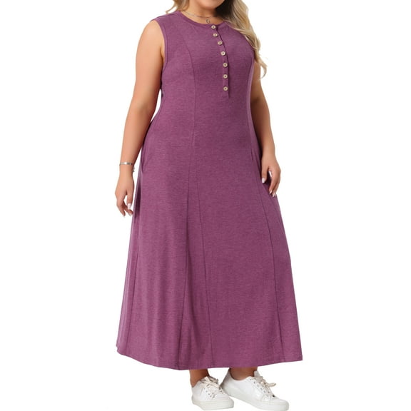 DARING DIVA Plus Size Summer Sleeveless Maxi Dress 2X Burgundy