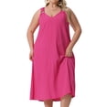 thumbnail image 1 of DARING DIVA Plus Size Summer V Neck Sleeveless Beach Dress 4X Hot Pink, 1 of 6