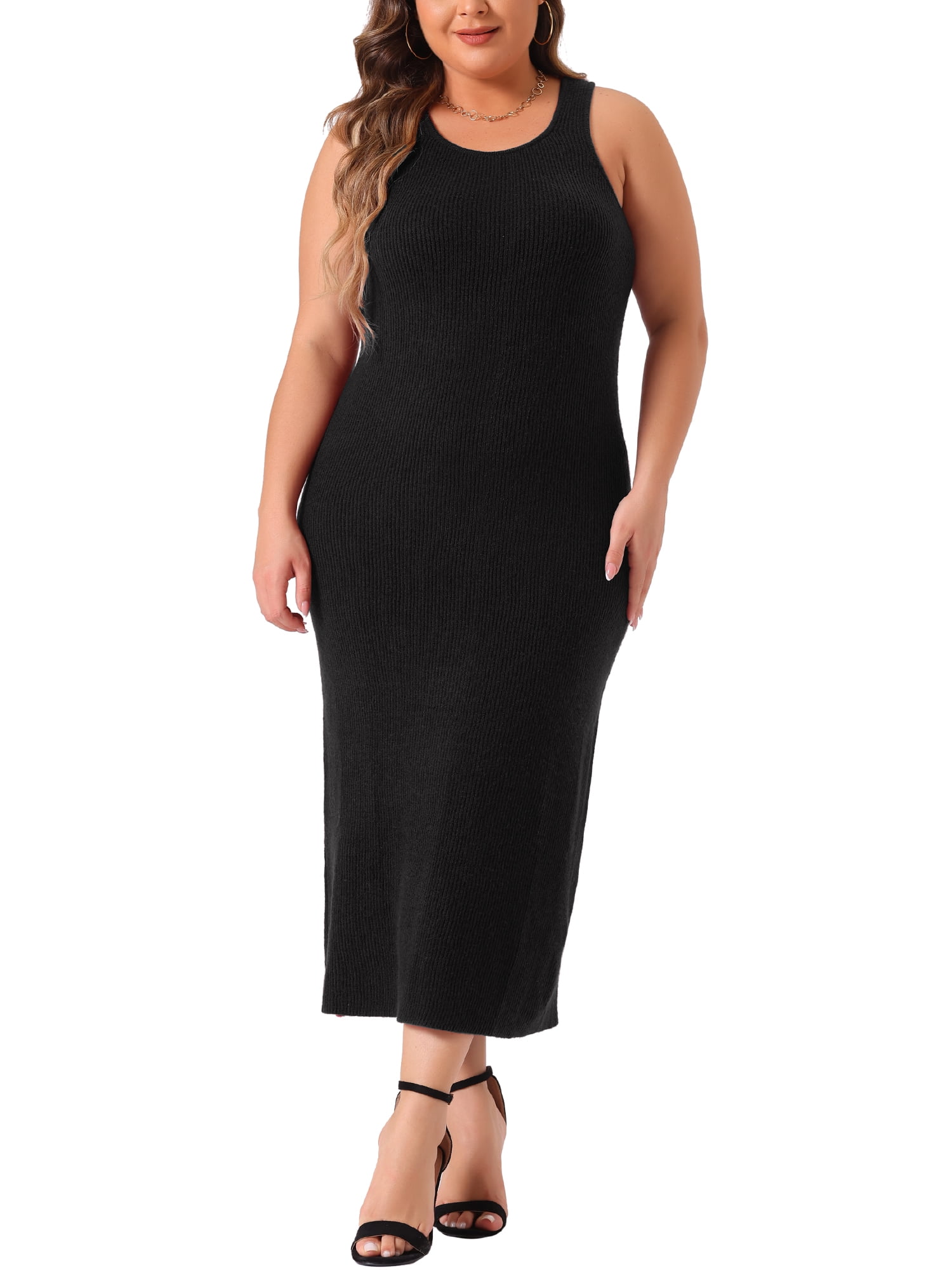 knee length dresses for ladies Basic Solid Tank Midi Dress main image 0
