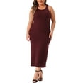 thumbnail image 1 of DARING DIVA Plus Size Sweater Crew Neck Sleeveless Midi Tank Dress 2X Burgundy, 1 of 6
