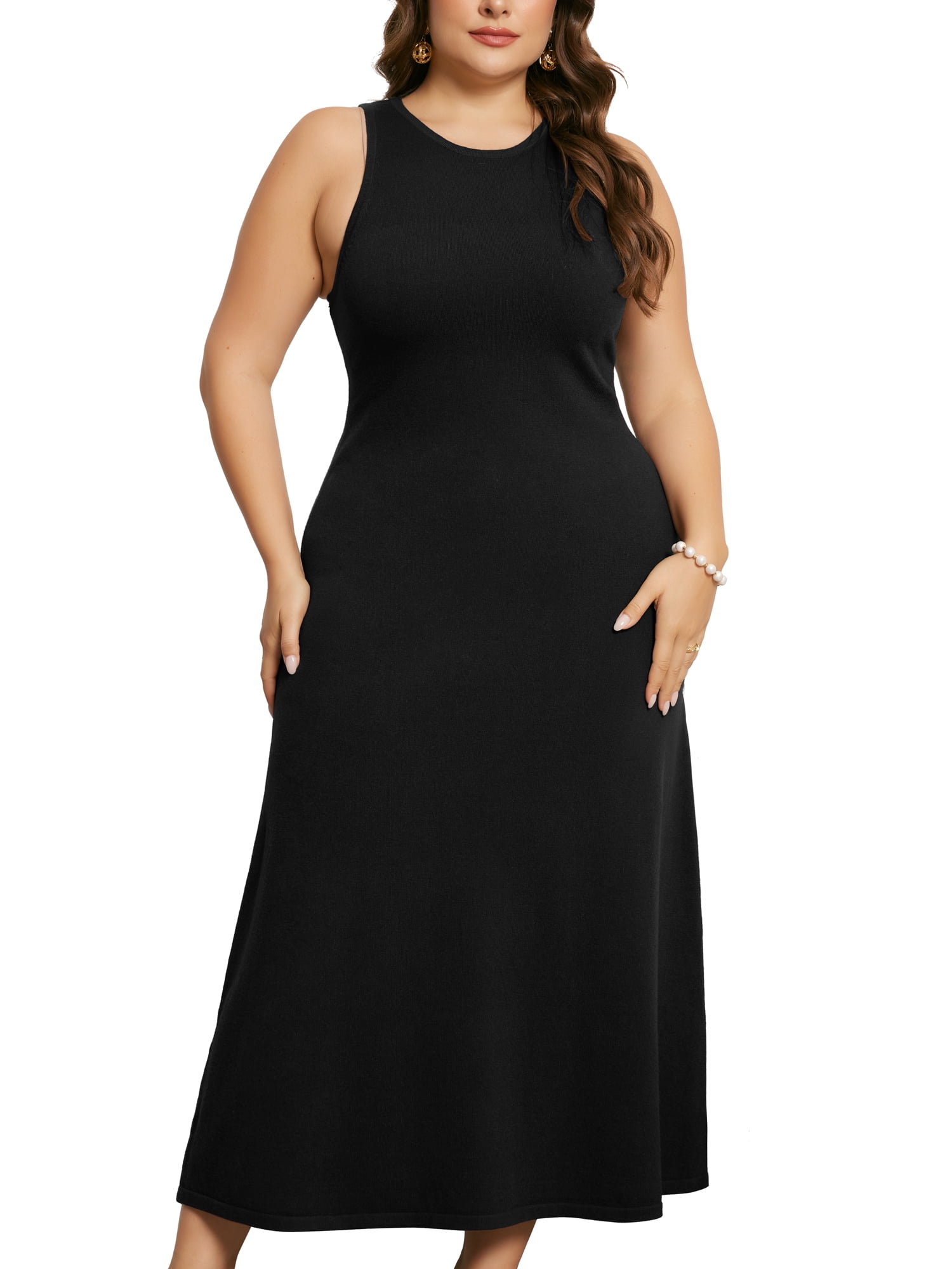 DARING DIVA Plus Size Sweater Crewneck Knit Sweater Tank Dress 2X Black