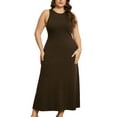 thumbnail image 1 of DARING DIVA Plus Size Sweater Crewneck Knit Sweater Tank Dress 4X Brown, 1 of 6