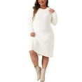 thumbnail image 1 of DARING DIVA Plus Size Sweater Fall Crew Neck Long Sleeve Dress 3X White, 1 of 5