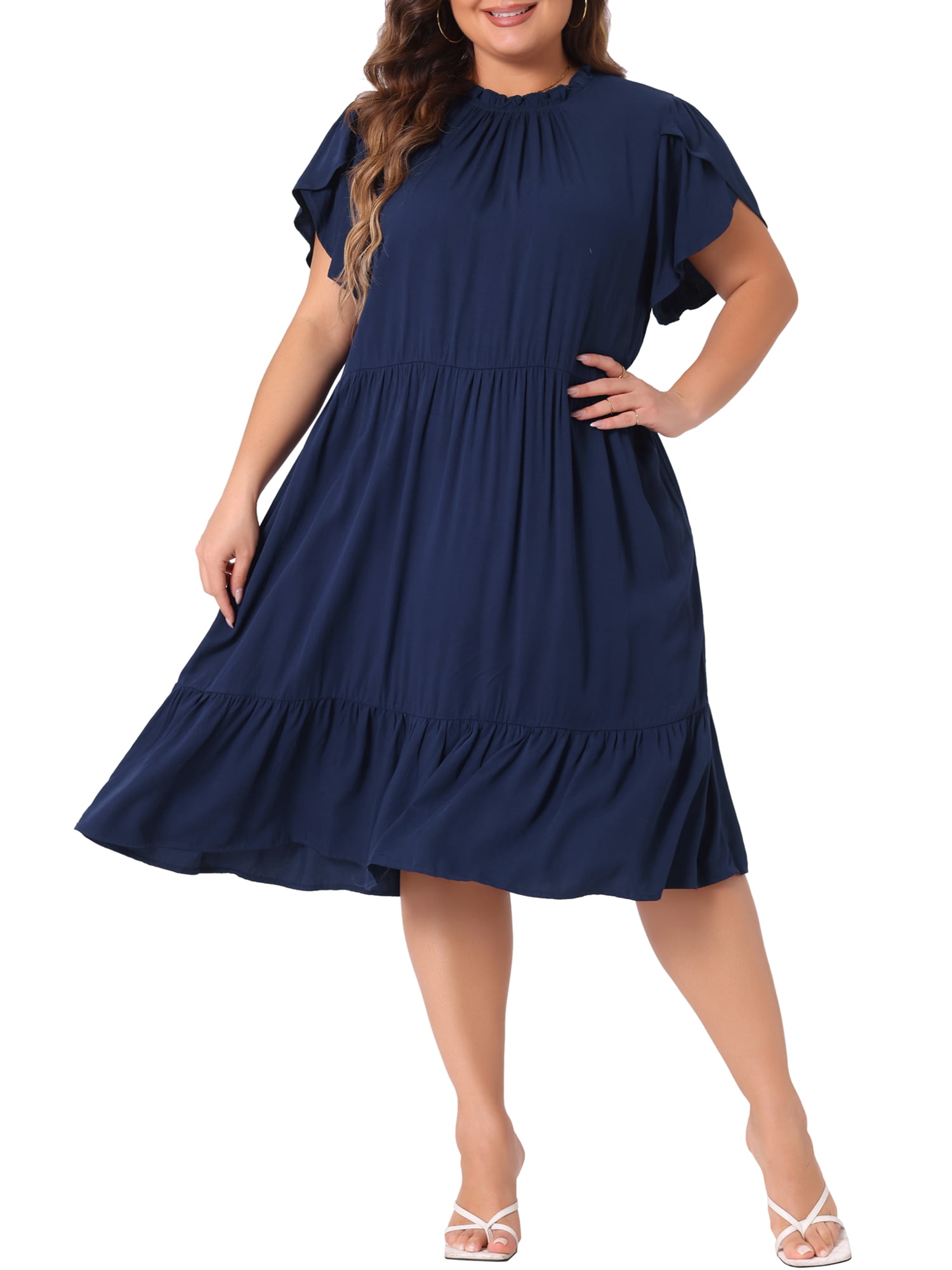 boat neck plus size formal dress Plus Size Boat Neck Floral Lace Patchwork Ruffle Hem Chiffon Elegant Formal Party Maxi Dress, Homecoming Dance Dress, Prom Evening Gown, Wedding Guest Maxi Dress