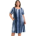 thumbnail image 1 of DARING DIVA Plus Size Tie Dye Summer Short Sleeves Dress 4X Dark Blue, 1 of 5
